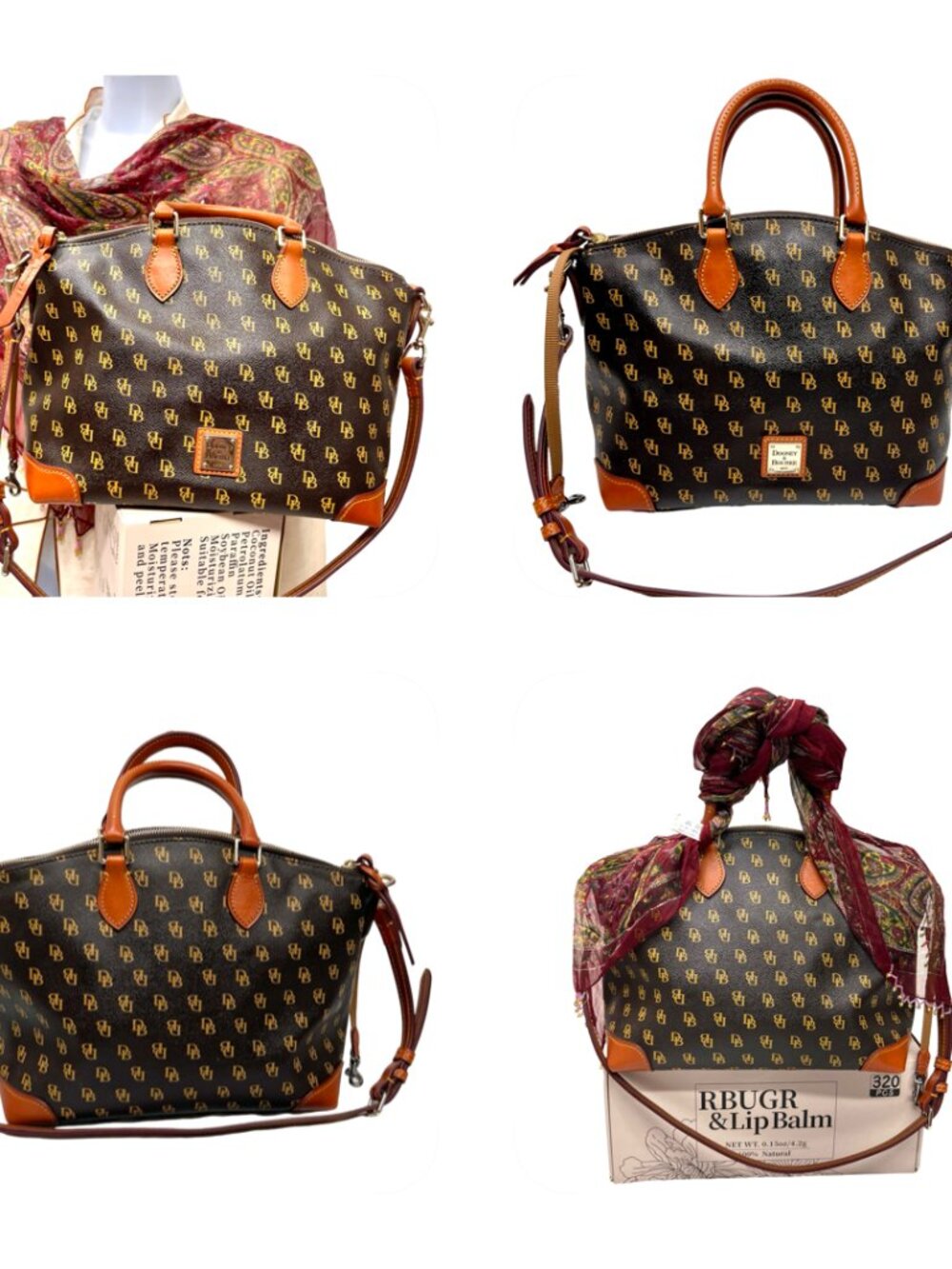 Dooney Bourke Dark Brown T’Moro DB Blakely Gretta Satchel Large Bag +Scarf(1) - Picture 16 of 16